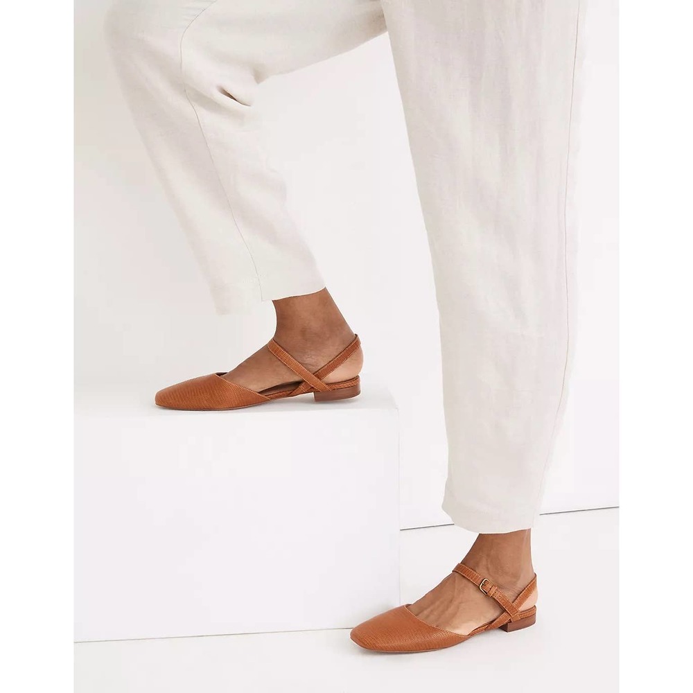 MADEWELL The Jeanne Slingback Flat in Lizard Embossed Leather 9